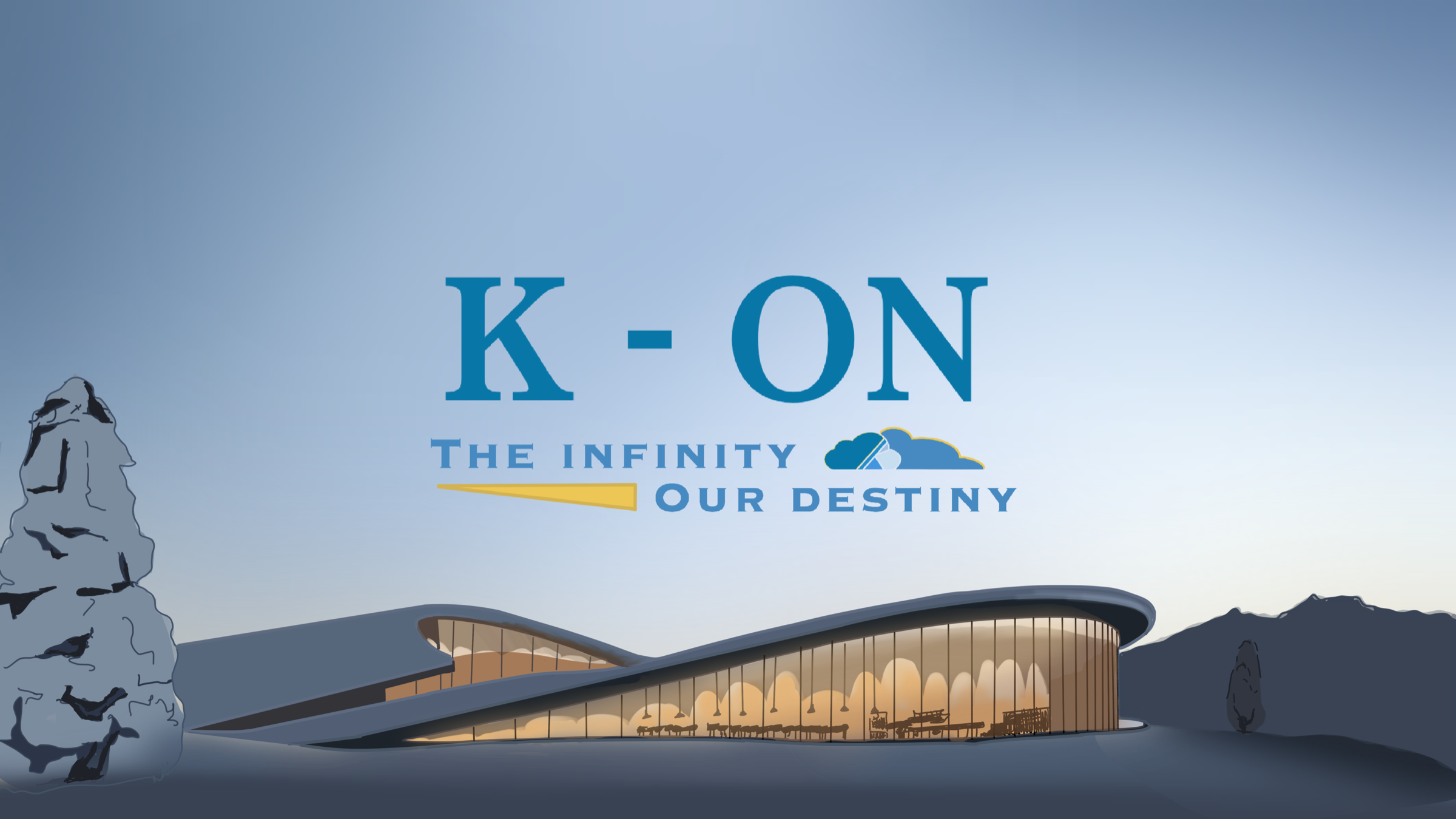K-ON brand visual with building rendering